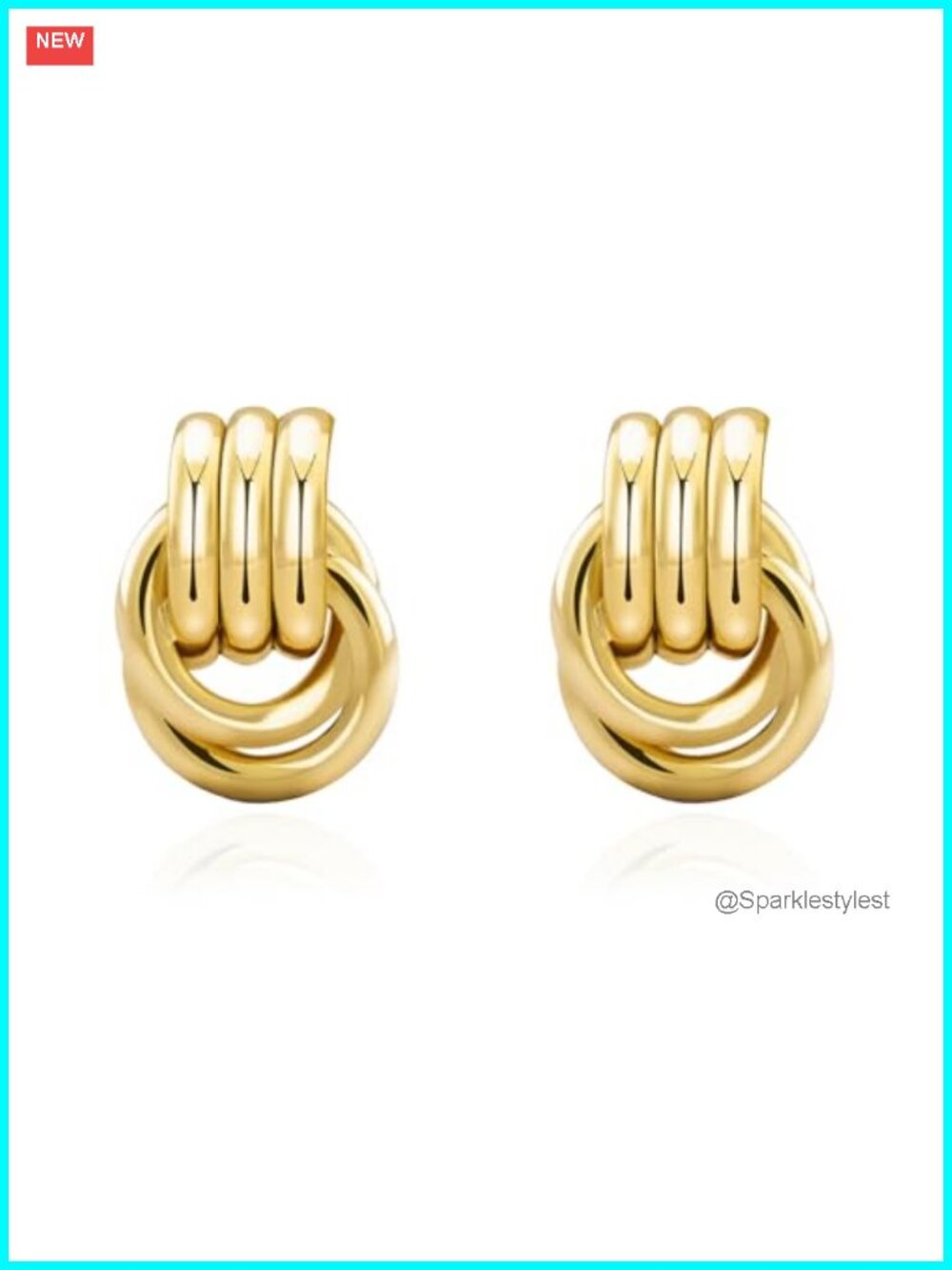 Chunky Gold Knot Dangle Earrings for Women Trendy Statement 14k Gold Plated